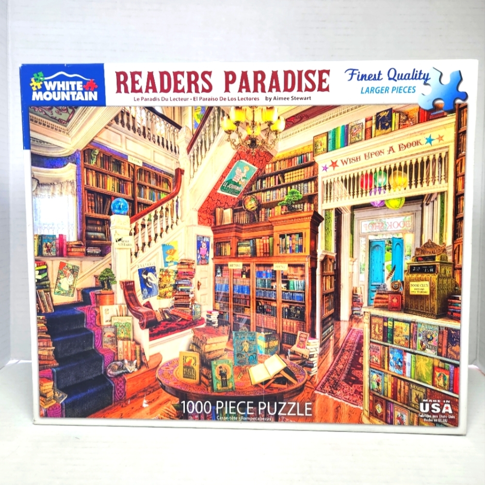 White Mountain Reader's Paradise 1000pc Puzzle #1244 Complete